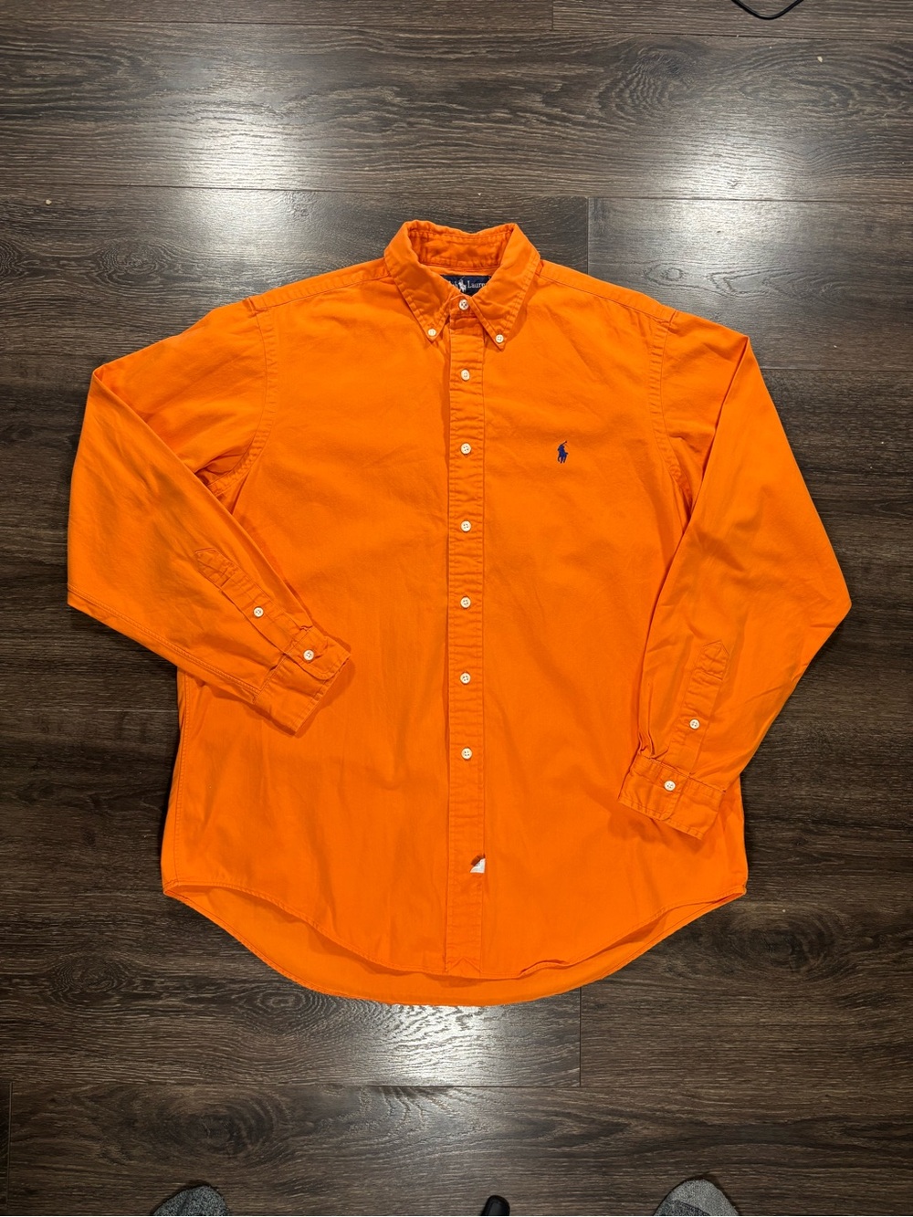 Ralph Lauren Bright Orange Button-Down Shirt Size Large 100% Cotton